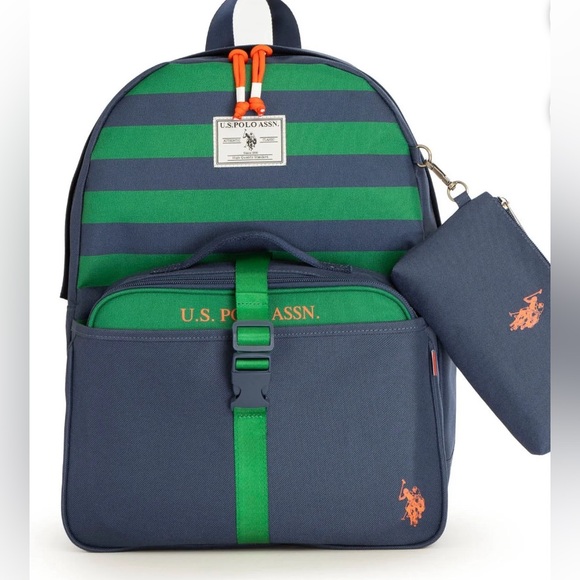 US Polo Assn Backpack, Waterproof Lunch Bag and Pencil Case for Kids, Navy Blue - Picture 2 of 12